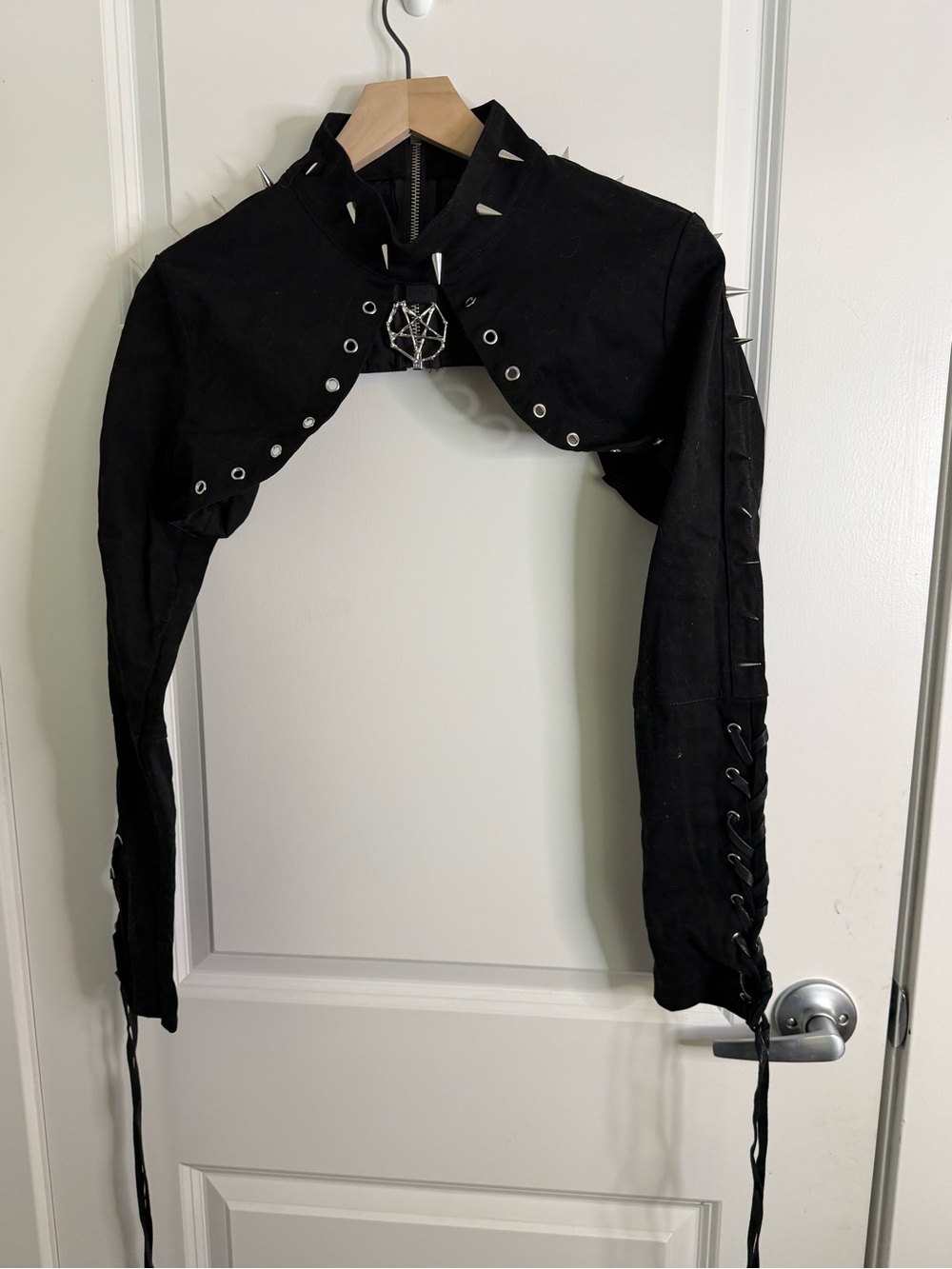 Dolls Kill Black Cropped Spiked Bolero Jacket